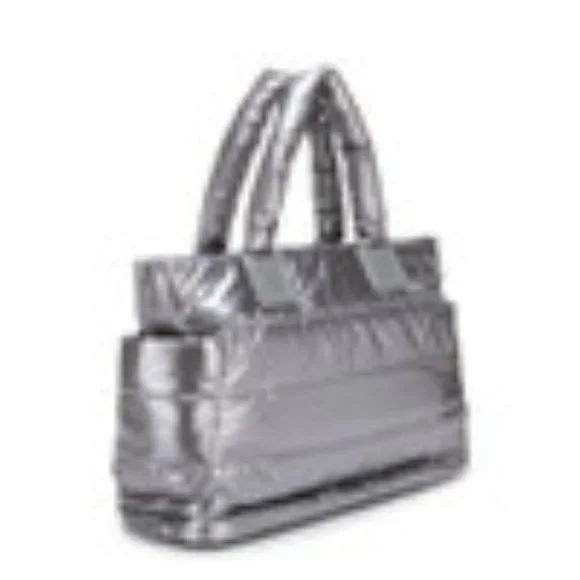 NWT CIPU 7 PIECE PUFFER PARENT BAG IN DARK SILVER & PINK INTERIOR.  OS - Picture 6 of 9